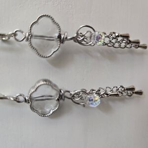 Silver and Clear Dangle Earrings